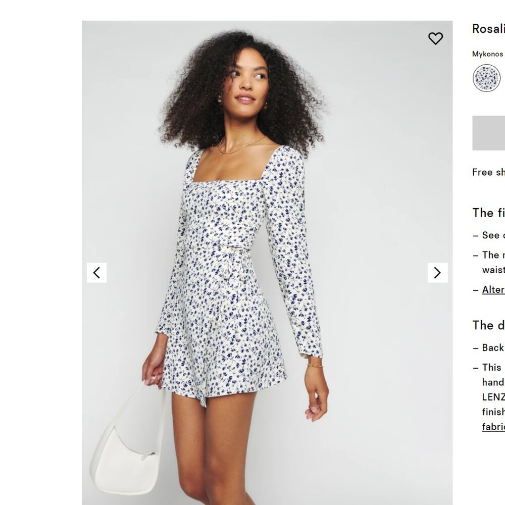 Reformation Rosalie Dress Long Sleeve Mini Size 2